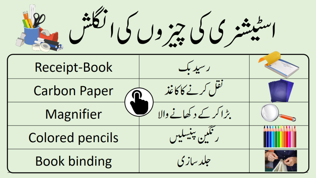 Stationery items List in Urdu and English • Engrary