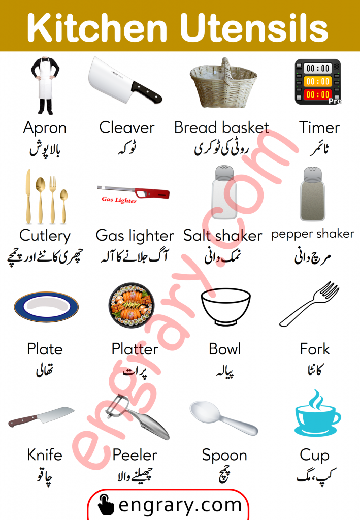 English Vocabulary - 100 KITCHEN ITEMS 