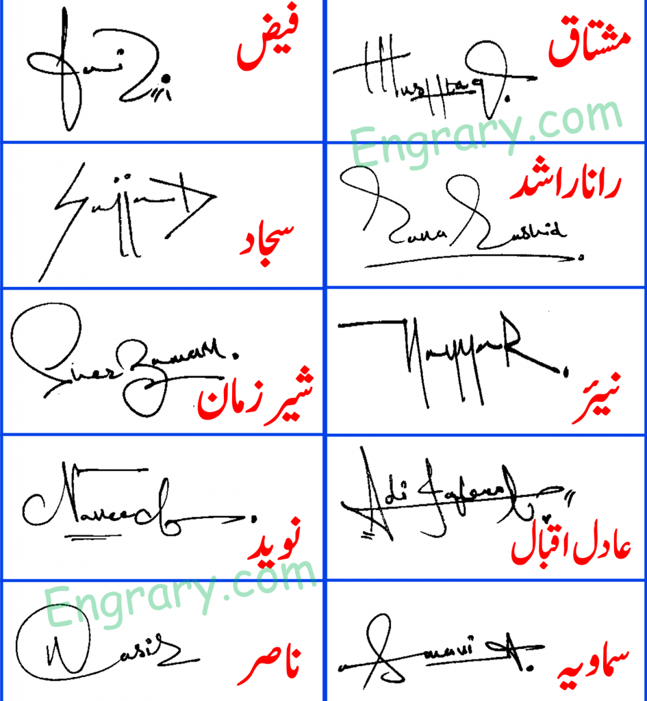 Faiz Signature, Mushtaq Signature, Sajjad Signature, Rana Rashid Signature, Shair Zaman Signature, Nayyar Signature, Naveed Signature, Adil Iqbal Signature, Nasir Signature, Samavia Signature