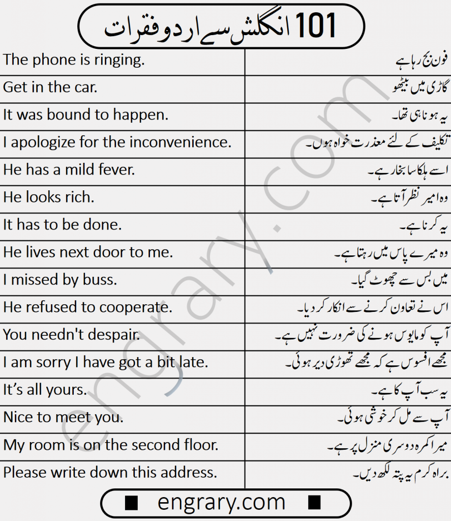 300 Short English Sentences with Urdu / Hindi Translation  Simple english  sentences, English transition words, English sentences