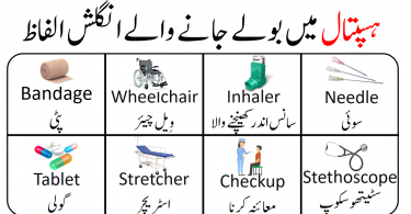 Learn Hospital Vocabulary in English and Urdu Medical Terms and health related English vocabulary words