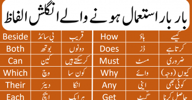 Basic English Words with Urdu Meaning PDF