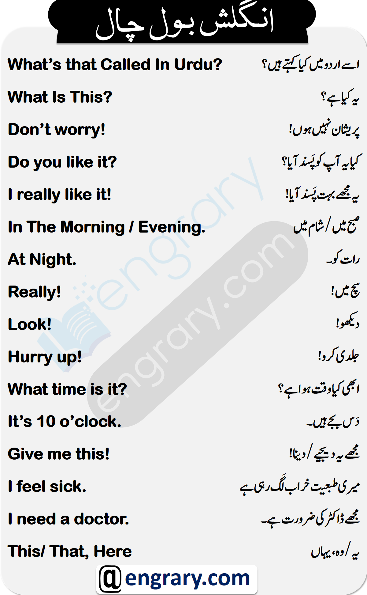 daily life English sentences with Urdu translation