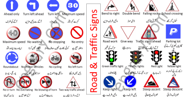 Road and Traffic Signs Meanings in Urdu