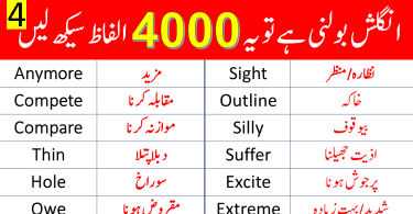 4000 English Vocabulary Words with Urdu Meanings Class 4