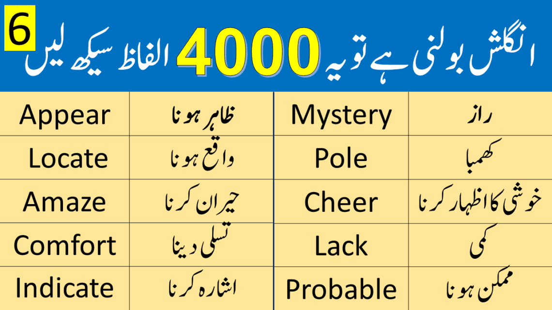 4000 English Vocabulary Words with Urdu Meanings Class 6 • Engrary