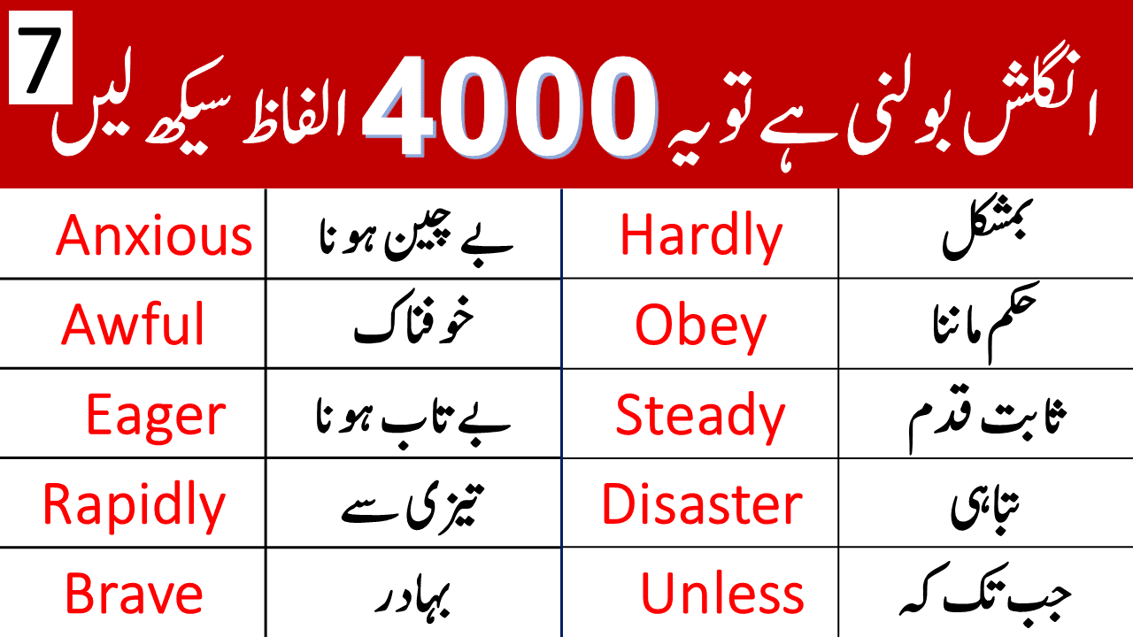 4000 English Vocabulary Words With Urdu Meanings Class 7 • Engrary