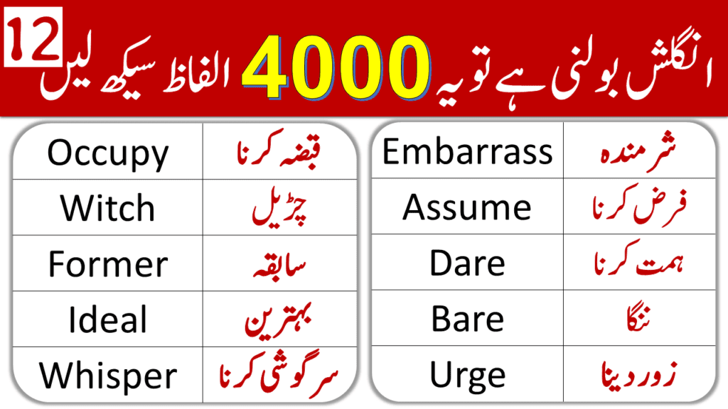 4000 English Vocabulary Words With Urdu Meanings Class 12 Engrary