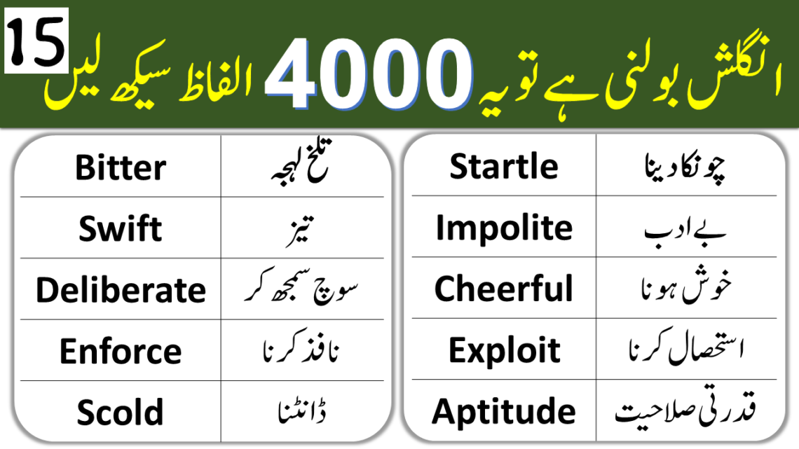 4000 English Vocabulary Words with Urdu Meanings Class 15