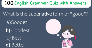 100 English Grammar Quiz with Answers