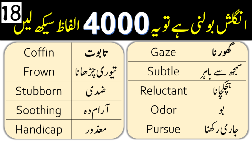 4000 English Vocabulary Words with Urdu Meanings Class 18