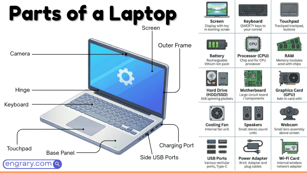 40+ Laptop Parts Names Explained With Labeled Diagram • Engrary