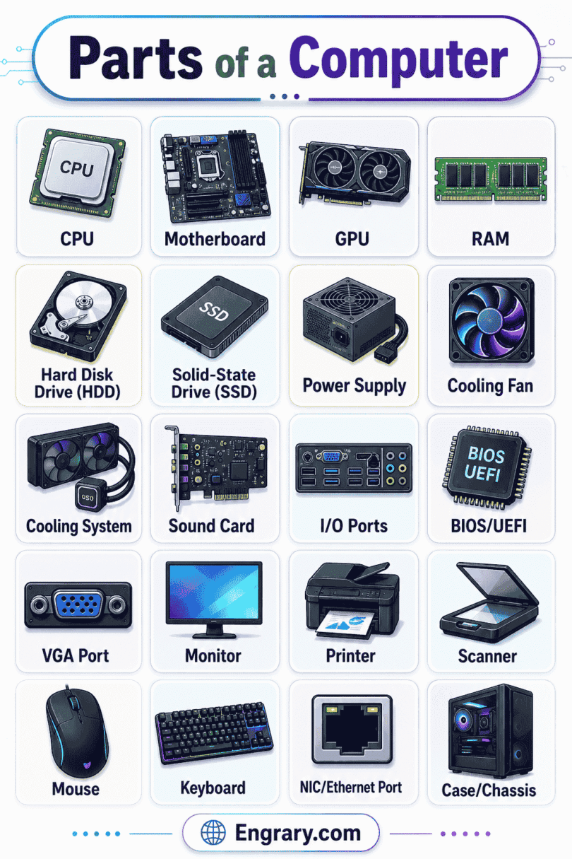 Computer Part Machines Examples Parts of a Computer With Names, Functions, and Pictures • Engrary