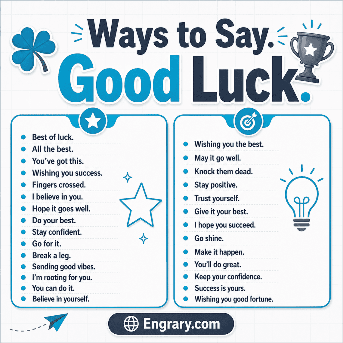 Work Tips Luck 100 Good Luck Phrases for Exams, Interviews, Work, and Life • Engrary