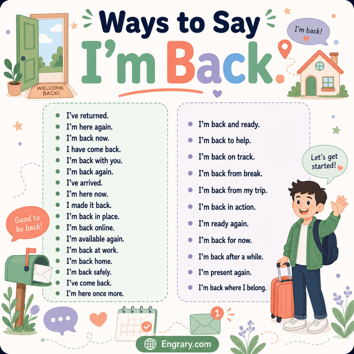 Other Ways to Say “I’m Back” in English • Engrary