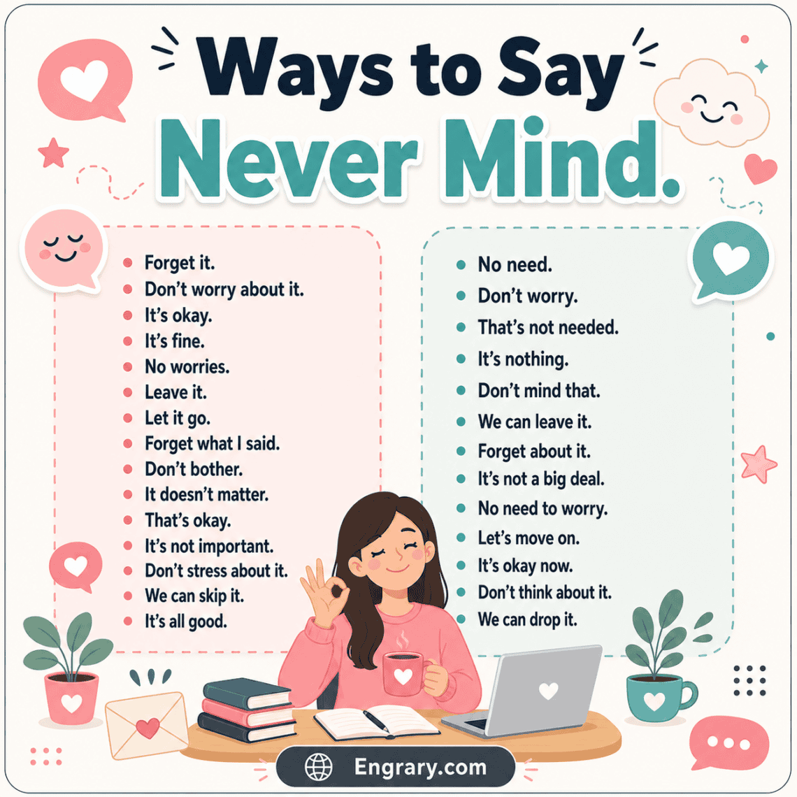 88 Polite Ways to Say Never Mind in English • Engrary