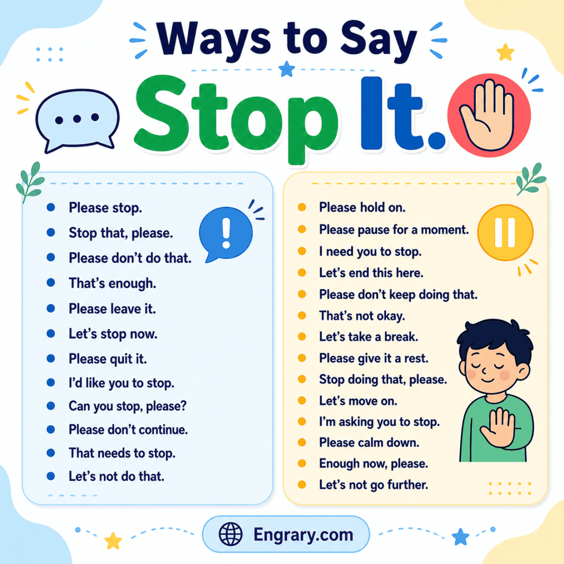 70 Stop It Alternatives for Polite and Firm Situations • Engrary