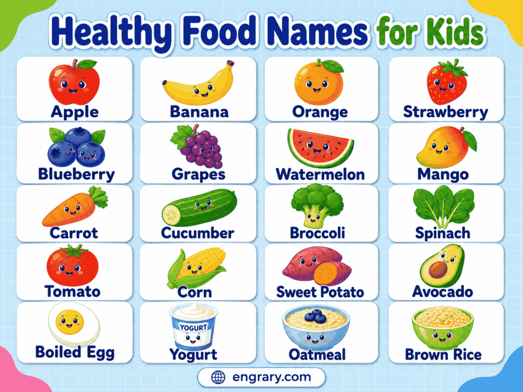 These Foos Names 50+ Healthy Food Names for Kids with Pictures • Engrary
