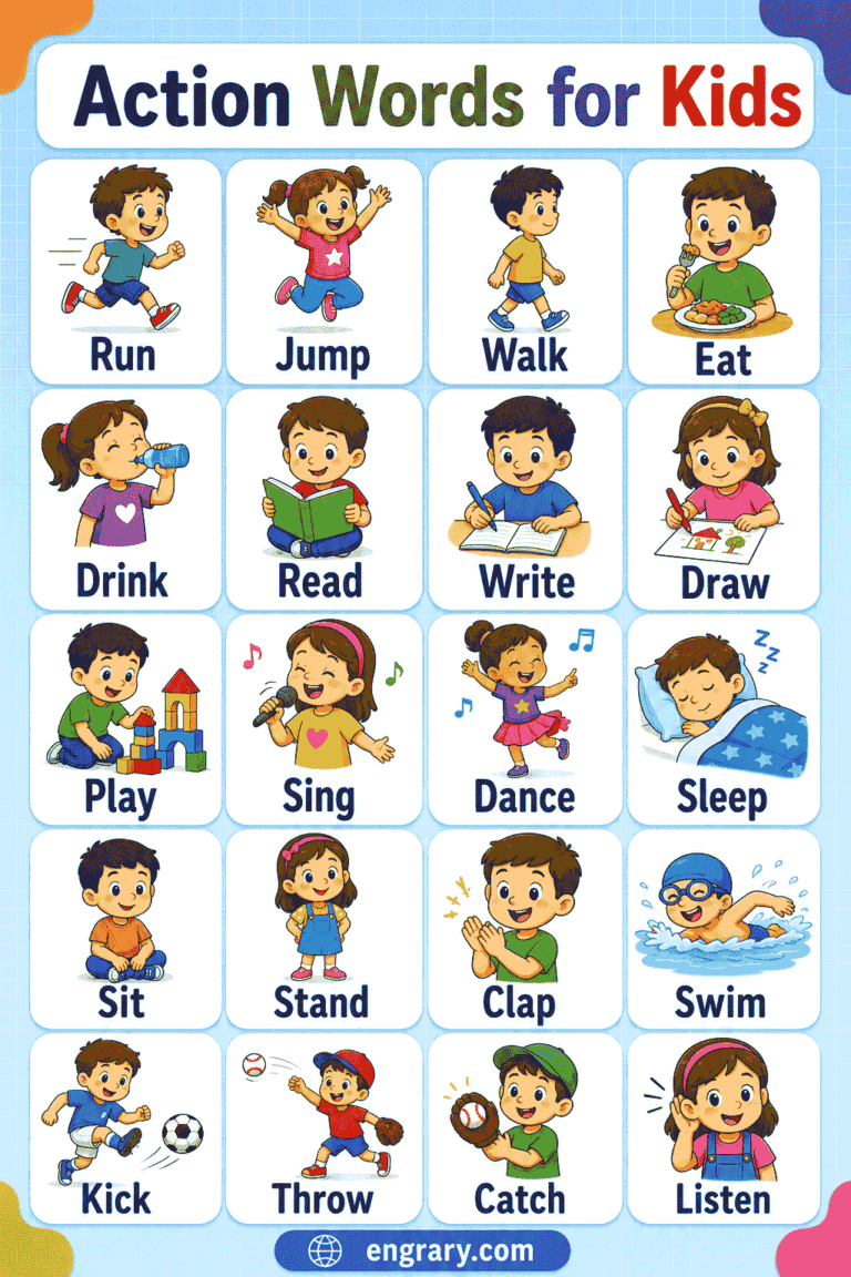 Action Words for Kids with Meanings in English • Engrary