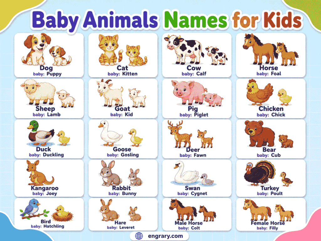 100 Animals and their Baby Names with Pictures • Engrary