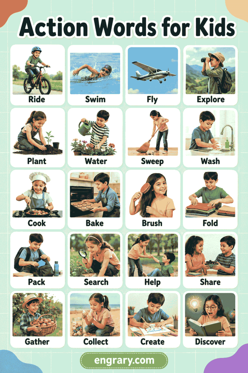 Action Words for Kids with Meanings in English • Engrary