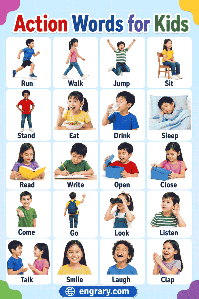 Action Words for Kids with Meanings in English • Engrary