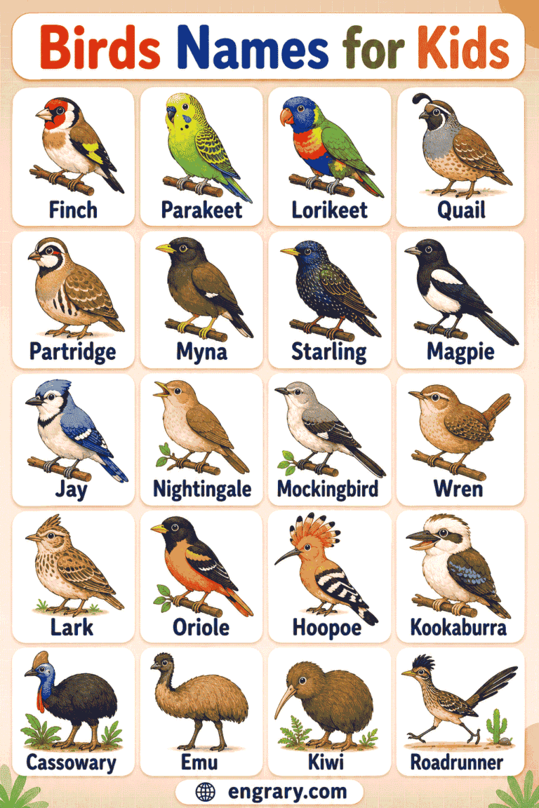 100+ Bird Names for Kids with Pictures and Meanings • Engrary