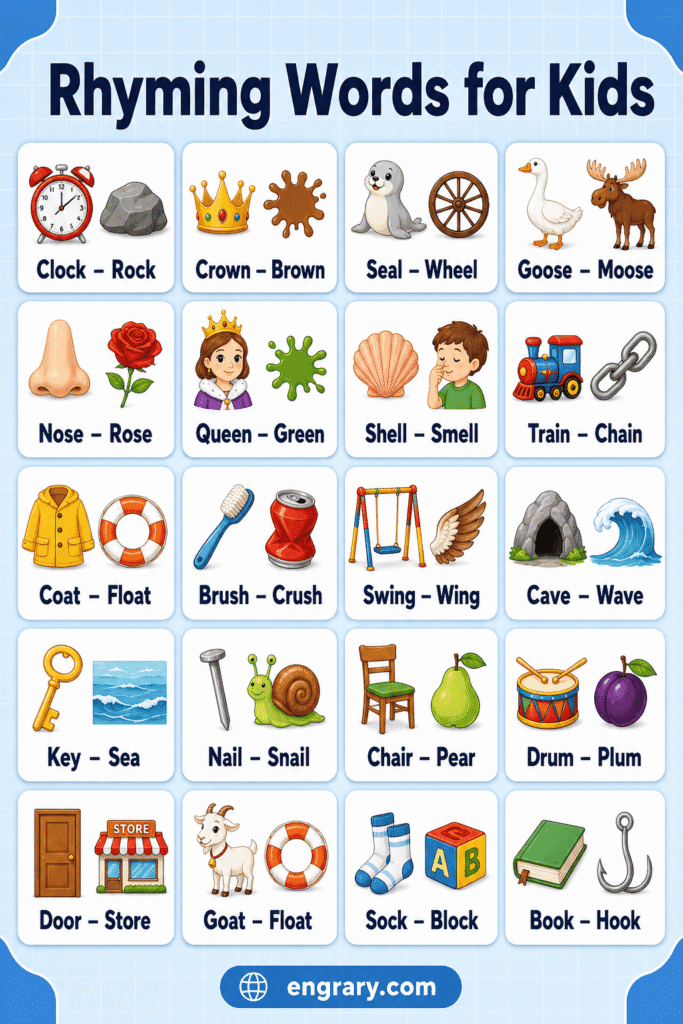 Soon Rhyming Words Rhyming Words for Kids: Easy Lists, Meanings and Sentences • Engrary