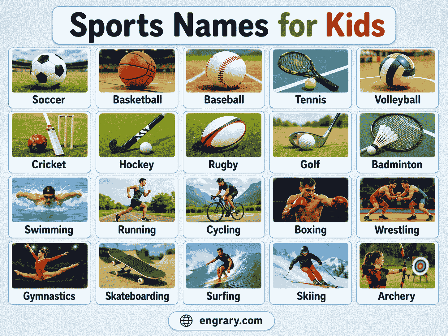 Sports Names for Kids: List, Meanings, and Pictures • Engrary