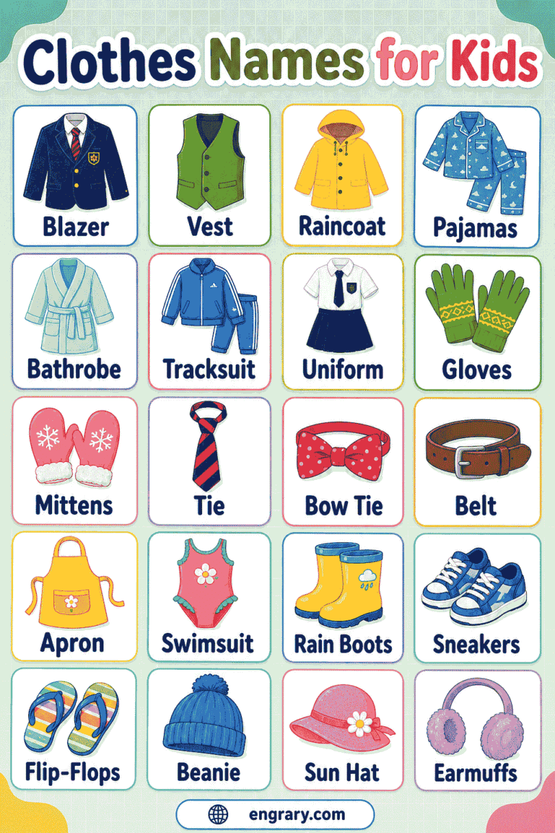 Clothes Names for Kids: 75+ Words with Pictures & Meanings • Engrary