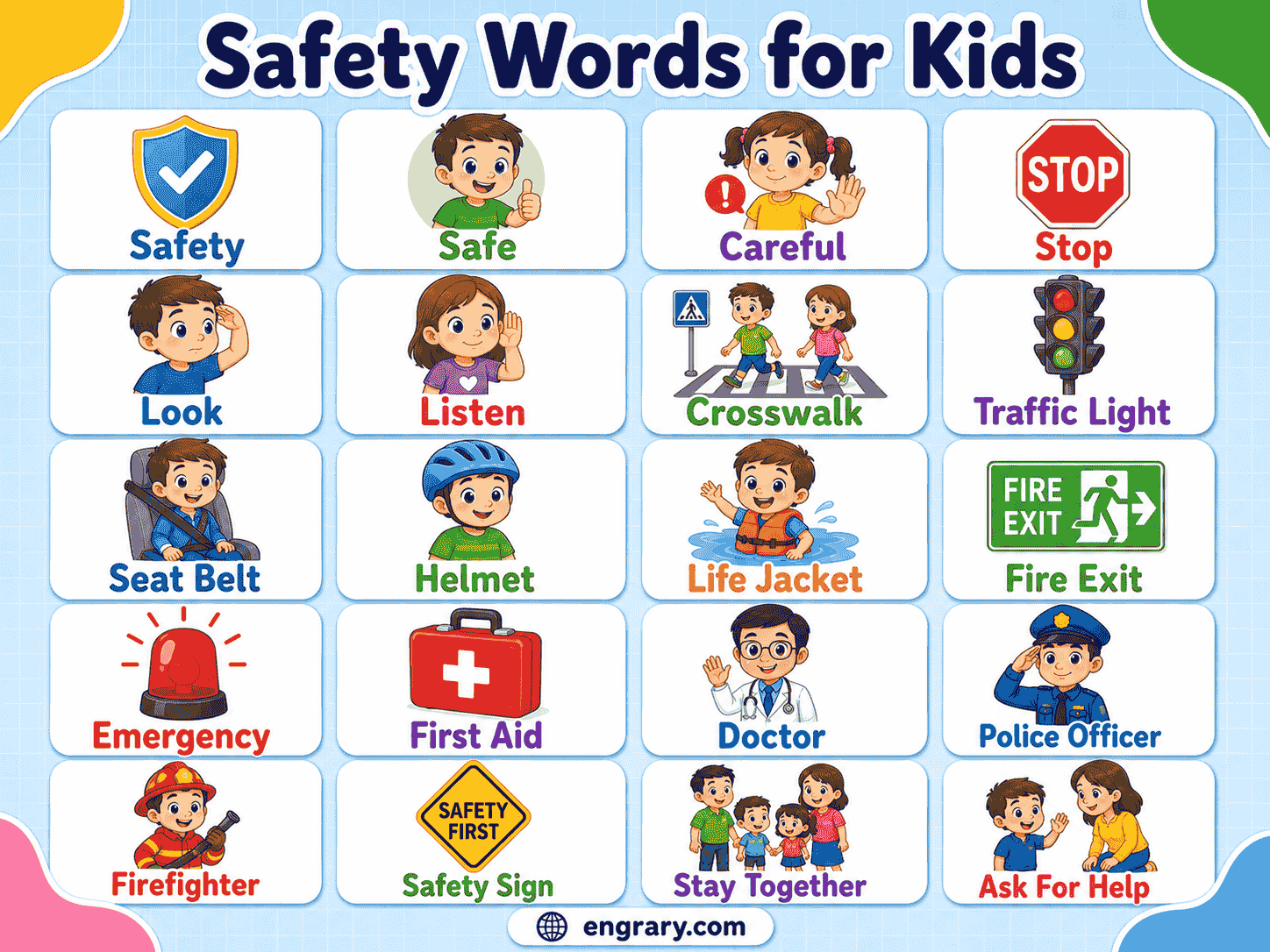 Safety Words for Kids: Complete List with Meanings & Pictures • Engrary