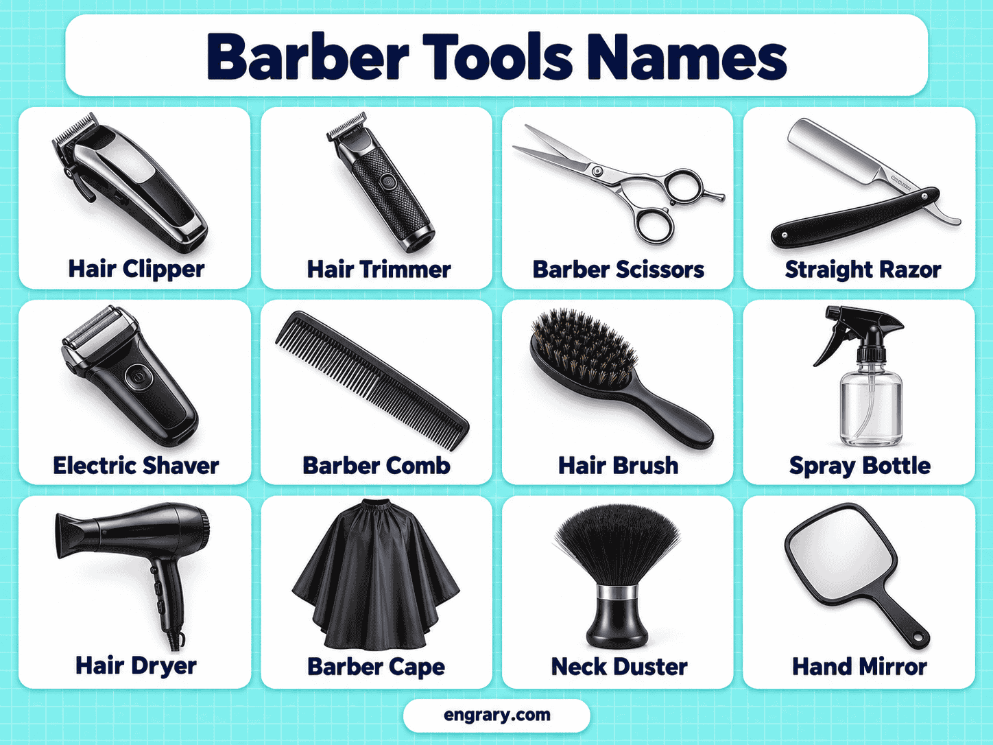 60 Barber Tools List with Names and Pictures - Engrary